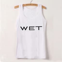 Wet Letter Print White Crop Top Shirt Y2k Streetwear Sexy Summer Clothes for Women Tank Tops 2024