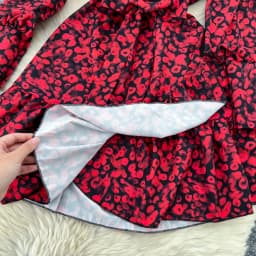 Chic V-neck Vintage Long Lantern Sleeve Elegant Print Slim Ruffles Short Dresses French Evening High Street Autumn Clothing