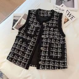 Women's Woven Vest Lattice Waistcoat Autumn