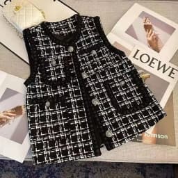 Women's Woven Vest Lattice Waistcoat Autumn