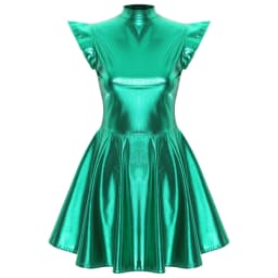 Womens Cocktail Dress Shiny Metallic Dress Alien Space Cap Sleeve High Waist A-line Dress for Halloween Party High Street Dress