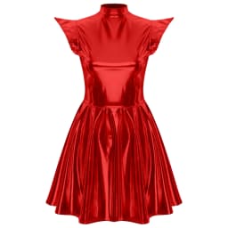 Womens Cocktail Dress Shiny Metallic Dress Alien Space Cap Sleeve High Waist A-line Dress for Halloween Party High Street Dress