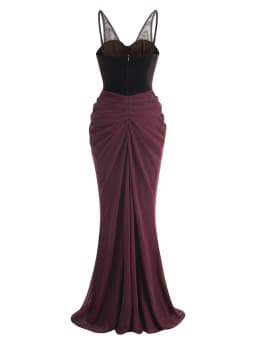 TWOTWINSTYLE Hit Color Spliced Folds Slimming Dresses For Women Square Neck Sleeveless High Waist Temperament Dress Female New