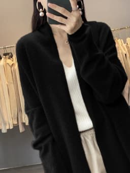 Women's 100% Merino Wool Coat Cardigan Long Sleeve Sweater Autumn Winter Solid Color Loose Warm Knitwear Fashion Female Long Coa