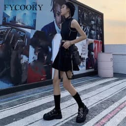 2026 Cargo Black Punk Gothic Skirt Woman Pleated Harajuku A-Line High Waist Mini Skirts Girl Preppy Style Women