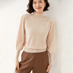 New 100% Merino Wool Sweater for Women Mock Collar Puff Sleeve Pullover Casual Knitted Top Female Autumn Winter Cashmere Warm