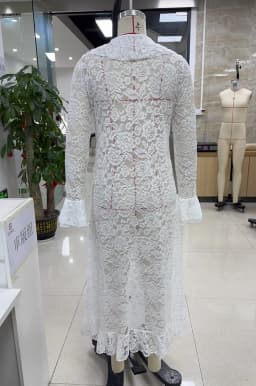 Lace Long Sleeve Sexy Maxi Cardigan Dress For Women Long Flare Sleeve Elegant High Waist Bodycon Club Party Sexy Long Dress