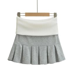 Spicy Girl Europe/America Style Color Blocked Short Cropped Hooded Sweatshirt+high Waisted Sexy Pleated Skirt Two Piece Set GXYW