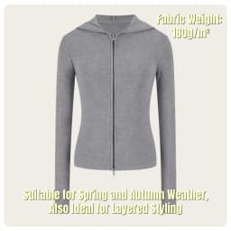 Korean Style Spring and Autumn Women's Light Gray Vertical Stripe Slim-Fit Thin Short Jacket with Two-Way Zipper Hoodie