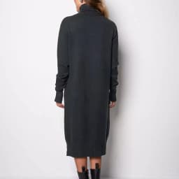 Ribbed Turtleneck Knitted Dress Women Autumn Winter Basic Long Sleeve Sweater Dress Woman Solid Color Long Dresses Female