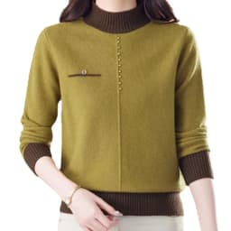 Top Female Clothing Vintage Women's Sweater Fashion Elegent Half High Neck Pullover Women Autumn Long Sleeve Knitwear