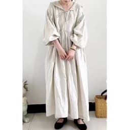 Johnature Retro Linen Doll Collar Long Sleeve Dress Loose Solid Color Casual New Women Long Dresses For Spring Autumn