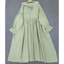 Johnature Retro Linen Doll Collar Long Sleeve Dress Loose Solid Color Casual New Women Long Dresses For Spring Autumn