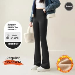 High Waist Flare Leggings Women Winter Fleece Lined Tummy Control Butt Lift Yoga Pants Stretchy Casual Bootcut Palazzo Trousers