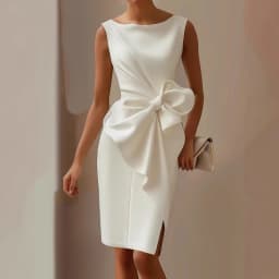 Sleeveless Bow Patchwork Simple Party Dress, Women Summer Fashion O Neck Chic Holiday Dress, Solid Casual Elegant Ladies Dress