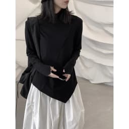 Johnature Solid Color Irregular Long Sleeve Base Shirt With Turtleneck New Casual Simple Top For Autumn Winter