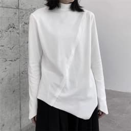 Johnature Solid Color Irregular Long Sleeve Base Shirt With Turtleneck New Casual Simple Top For Autumn Winter