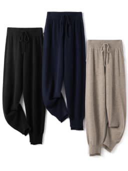 ANGEL Women Lantern Pants Autumn Winter Thick Pure Wool Pants 100% Merino Wool Knitwear Simple Style Soft Warm Korean Trousers