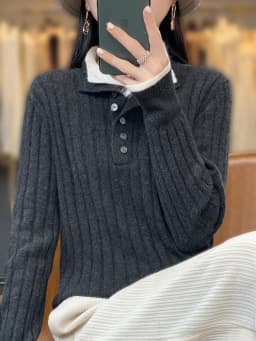 Women's Turn-down Collar Pullover Sweater 100% Merino Wool Autumn Winter Thickened Warm Casual Cashmere Knitwear Clothes