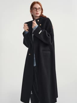 DUSHU Classic Stand Collar Double-Breasted Wool Blend Overcoat - Timeless Women Trench Coat for Autumn and Winter Elegant Style