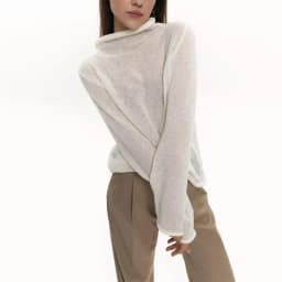 New See Through Cuffed Collar Long Sleeve T-Shirt Woman Soft Comfortable Warm Bottoming Shirts Autumn Casual Thin Knitwear Mujer