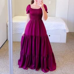 A Line Pleated Blue Princess Long Dresses Women Puff Sleeve High Waist Square Neck Maxi Dress Summer Solid Ruffles Party Dresses