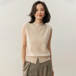 100% Pure Cashmere Pullover Vest Autumn Women's Casual Solid Knitted Sleeveless Sweater Half High Collar Single Breasted Tops