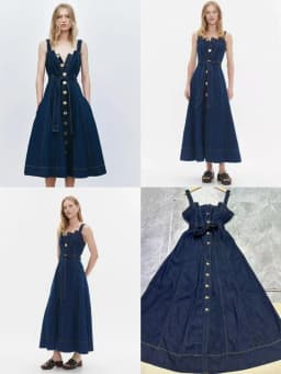 High Quality Autumn Women's Sleeveless Denim Causal Fitted Bodice Dress with Twin Belt Loops