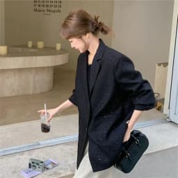 Black Unique High-End Shiny Suit Jacket For Women 2025 Spring And Autumn New Fashion Light Mature Style Exquisite Suit Black 
