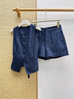 Early autumn linen lapel single breasted shirt loose shorts two-piece set elegant classic retro casual women's set