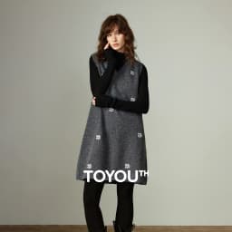 TOYOUTH Women Dresses 2025 Winter New Sleeveless Tank Dress Arctic Fleece Embroidered V-neck Knitted Dress