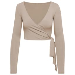 Women Bum Pilates Wrap Top Crop Tops Long Sleeve Deep V Neck Tie Tshirt Comfortable Breathable Casual Fashionable Ladies Tshirt