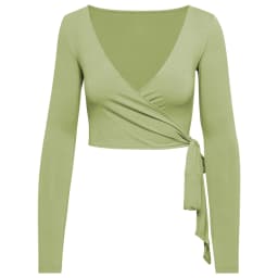 Women Bum Pilates Wrap Top Crop Tops Long Sleeve Deep V Neck Tie Tshirt Comfortable Breathable Casual Fashionable Ladies Tshirt