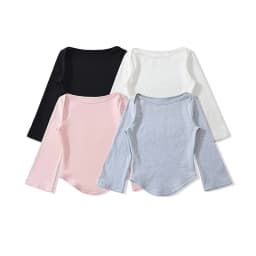 Spring 2026 Women Solid Long Sleeve Casual T Shirt Short Tops
