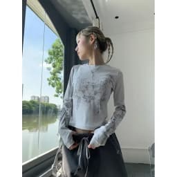 Vintage Women Clothes Y2K T-shirts 2023 Blusas O-neck Long Sleeve Print Tunic Woman Clothing Fashion Casual Crop Tops Shirts