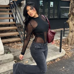 Women's Street Fashion Sheer Mesh Patchwork Bodysuits Fashion Slimming Long Sleeve Irregular Design One Piece Clothes Romper New