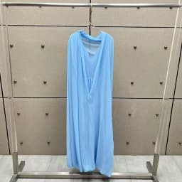 Light Blue Chiffon Maxi Dress for Women, Elegant V-Neck Cape Sleeve Long Dresses, Summer Beach Vacation Flowy A-Line Party Gown