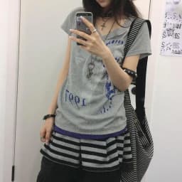 Tonngirls Harajuku Print T Shirt Women Short Sleeve Y2k Vintage Tops Patchwork Graphic Tops American Retro 90s Streetwear Tshirt