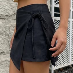 Women's Summer Wrap Skort Casual Stylish Solid Color Self-tie Bow Built-in Shorts Mid Rise Mini Skirt Summer Outfits