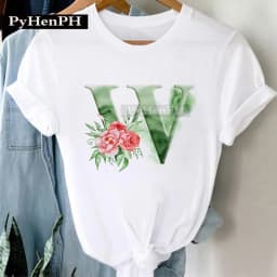 26 Alphabet Tshirt Personalized Watercolor Letter Print Women's Summer T-shirt Short Sleeve White Everything Tops Harajuku