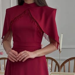 Women's Stand Collar Tassel Shawl Tight Slimming Long Big Hem Dress Elegant Graceful Banquet Date Host Versatile Evening Dress