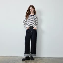 TOYOUTH Women's Wool Blend Striped Knit Top 2026 Fall New Arrival Crew Neck Embroidery Preppy Early Fall Top