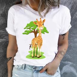 Women's Short-sleeved T-shirt Giraffe Print Base Harajuku Tops Aesthetic Clothes Graphic T Shirts Summer polyester fiber