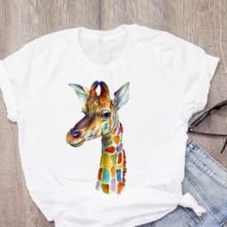 Women's Short-sleeved T-shirt Giraffe Print Base Harajuku Tops Aesthetic Clothes Graphic T Shirts Summer polyester fiber
