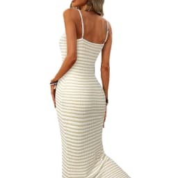 Summer Woman Dress Sleeveless Midi Dresses Women's Summer Maxi Spaghetti Strap Slip Dress Black And White Striped Knit Dress