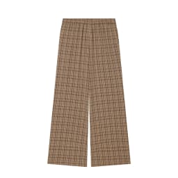 Vintage Plaid 2 Piece Set Women Casual Single Breasted Vest Top and Drawstring Wide Leg Pants Suits Elegant Female Match Sets