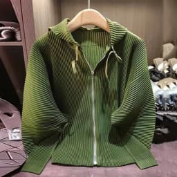 Drawstring Spring New Hooded Pleated Zipper Women's Sweatshirts Loose Elegant Simple High Quality Cardigan Coat 245YG
