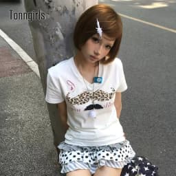 Tonngirls Y2k vintage T Shirt Women Short Sleeve Leopard-print Mustache Graphic Tops 2000s Aesthetic Crop Tops American Retro