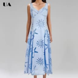 French Style A-line Hollow Out Long Dresses for Women, Vacation Style V-neck Maxi Dress, Fashionable Sleeveless Solid Dress