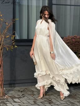 Women Solid White Ruffle Maxi Dress Fashion Lace Pleated Sleeveless Off-shoulder Long Dresses Lady 2026 Summer Holiday Robes Ne